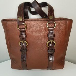 Coach Brown Pebbled Leather Tote - Brass Hardware